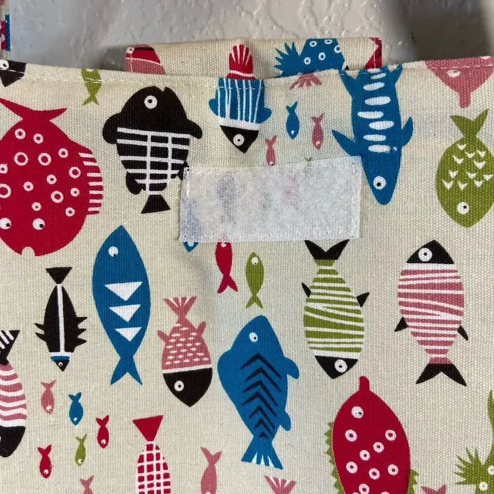 HANDMADE Notebook Tablet Bible Stationary Case Fish & Cats Textile Design